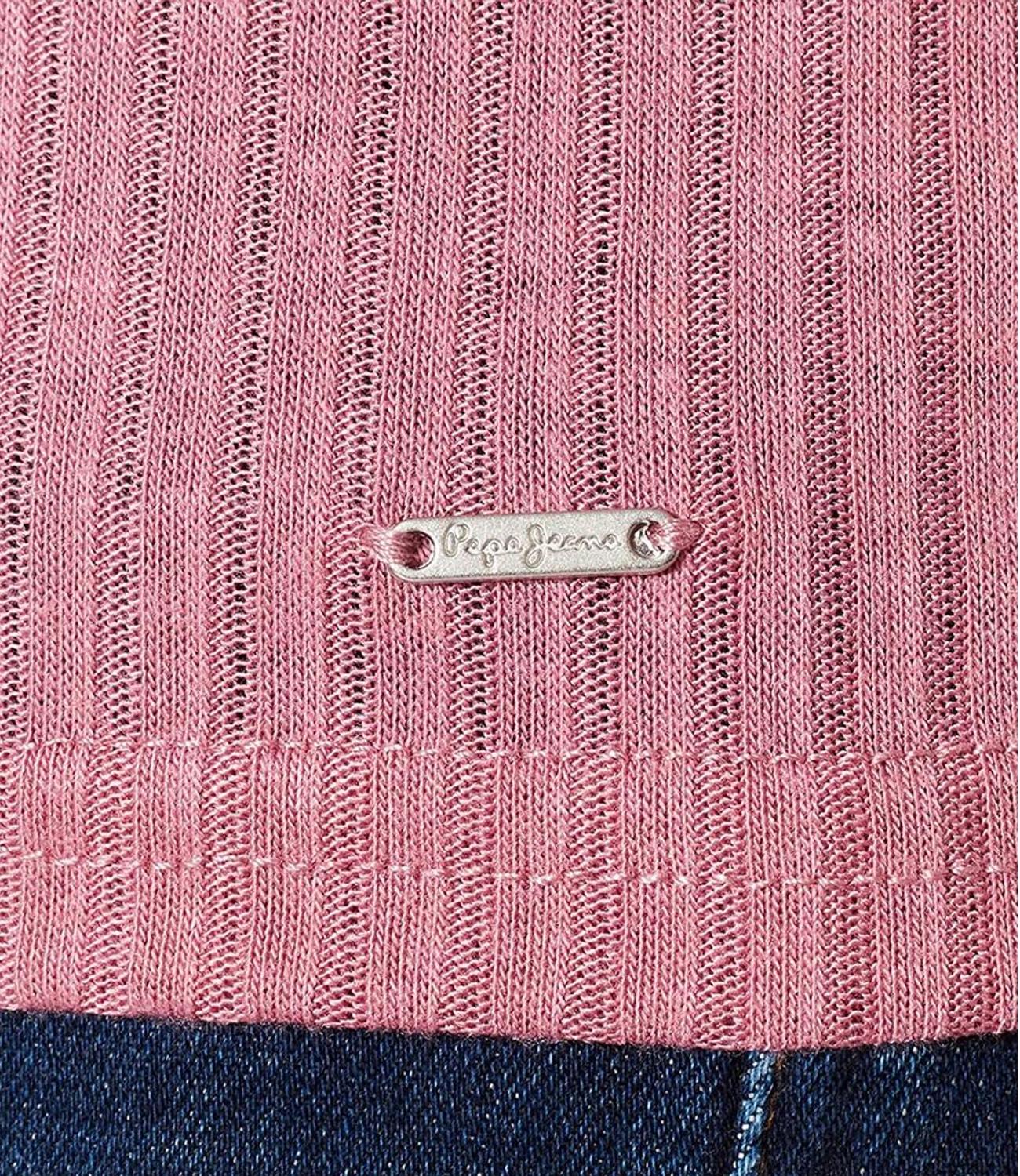 Maglia collo alto in cotone rasato rosa