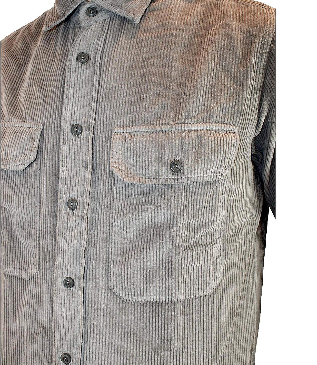 XACUS Camicia Grigio/fango Uomo in velluto a costine larghe