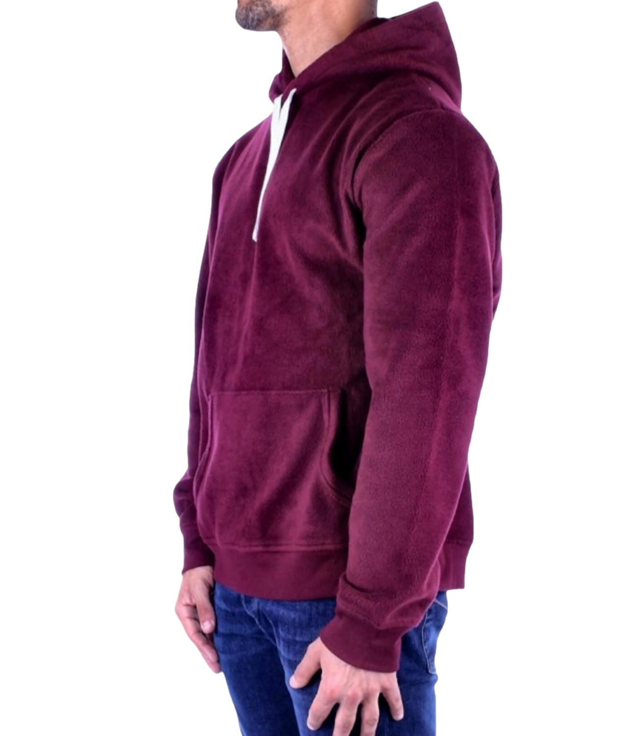 Polo Ralph Lauren felpa uomo bordeaux in pile SLEEP TOP HOODIE