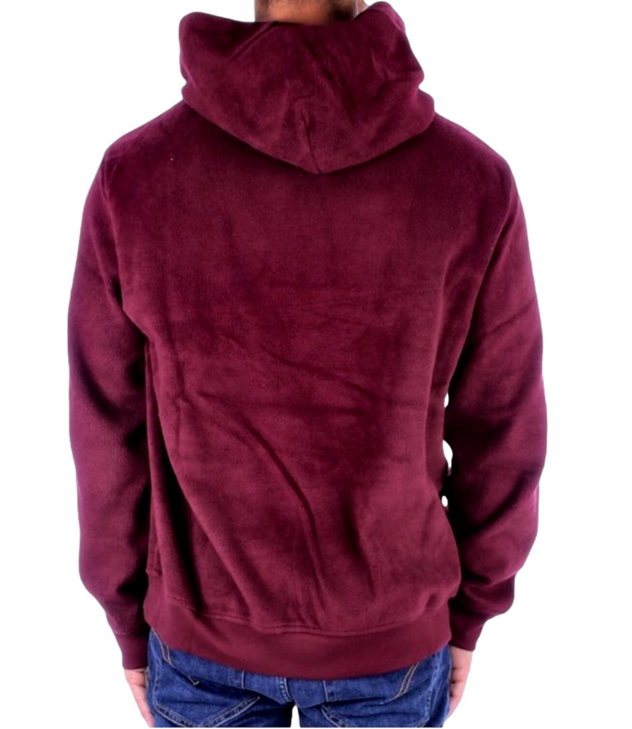 Polo Ralph Lauren felpa uomo bordeaux in pile SLEEP TOP HOODIE