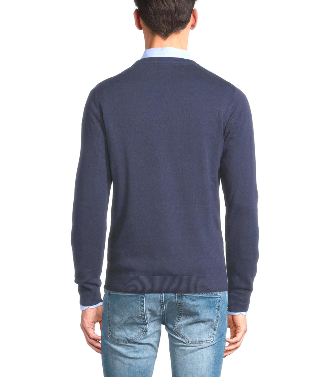 Pullover U.S. Polo Assn con scollo a V blu vintage e logo rosso sul petto