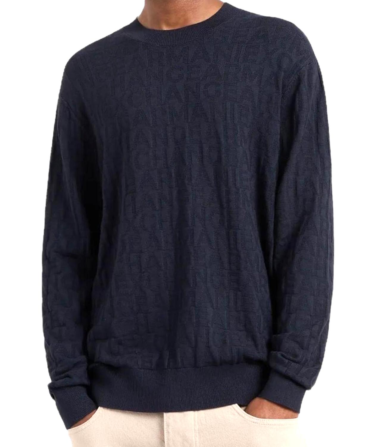 Pullover uomo blu in lana