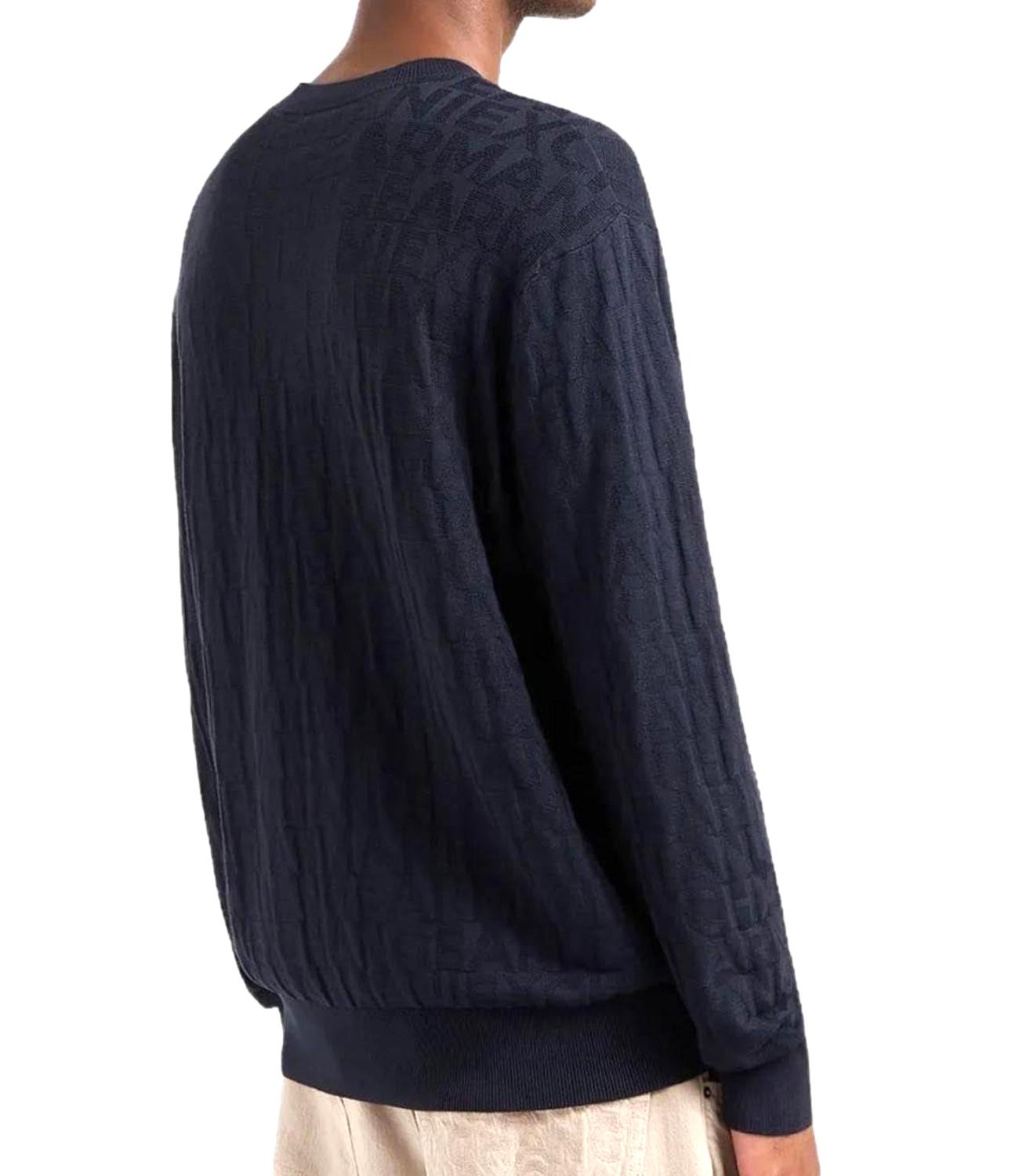 Pullover uomo blu in lana