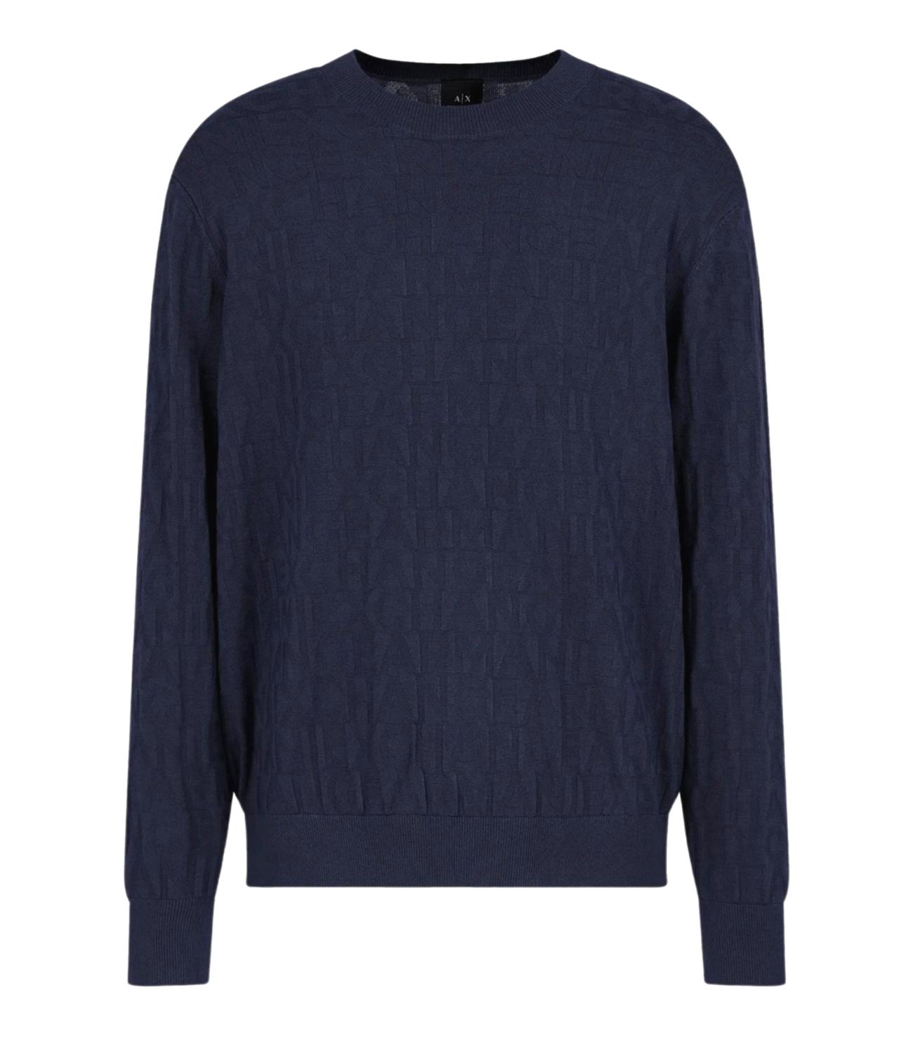 Pullover uomo blu in lana