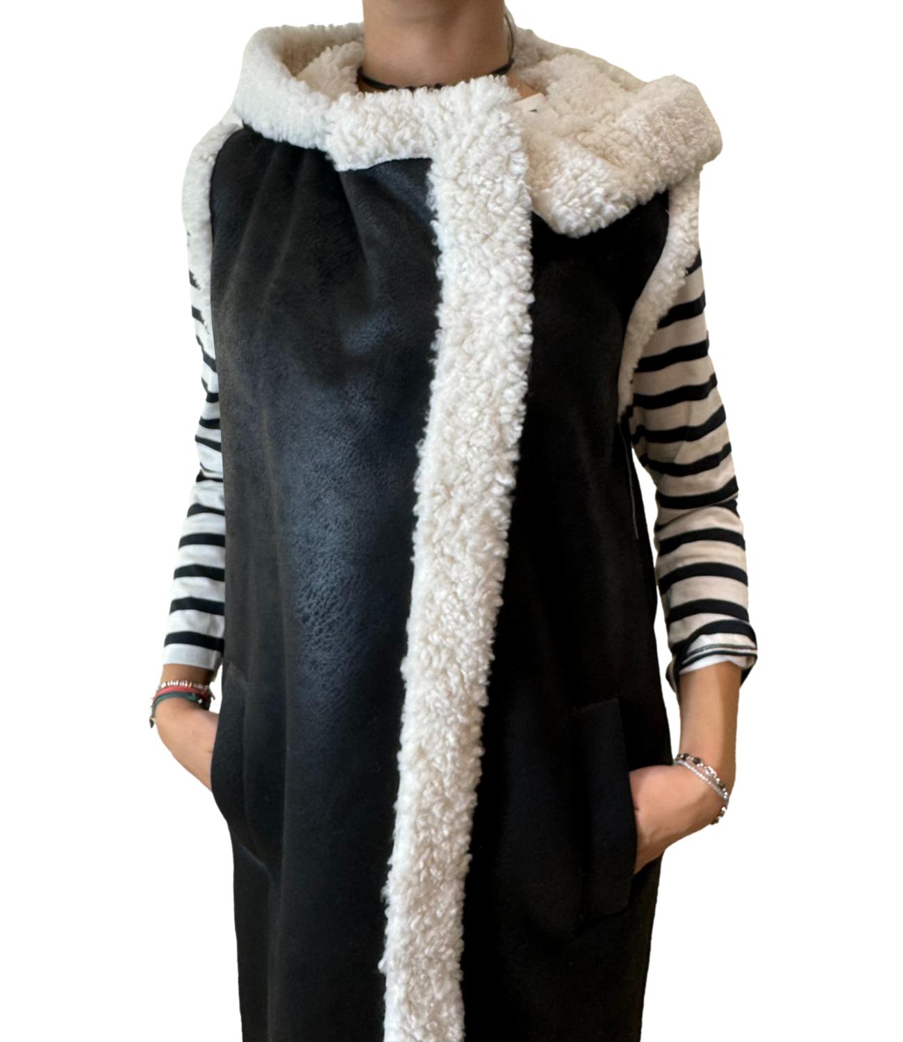 FRACOMINA gilet lungo nero donna