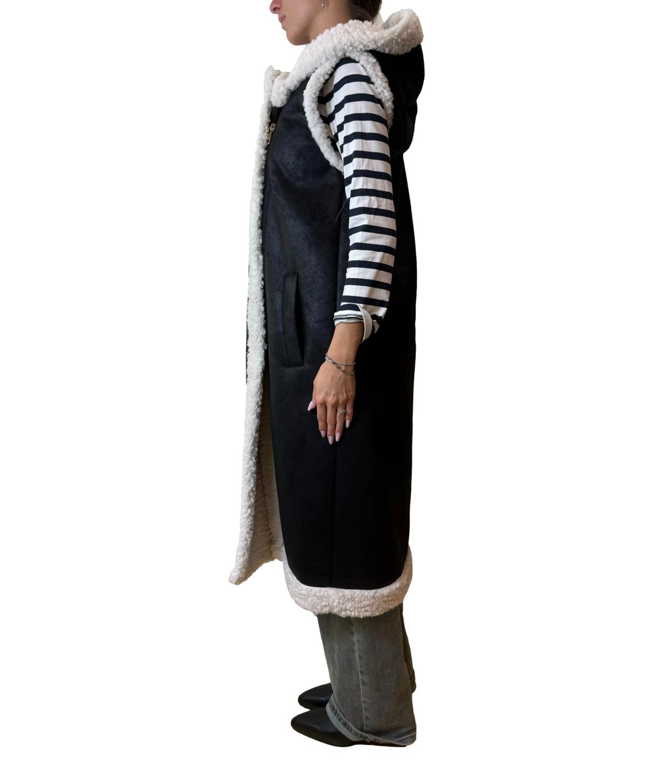 FRACOMINA gilet lungo nero donna