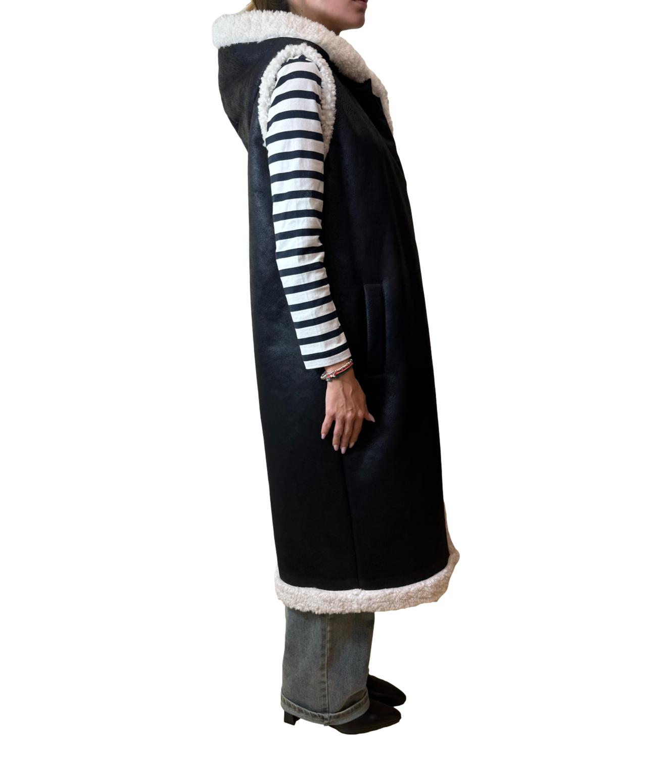 FRACOMINA gilet lungo nero donna