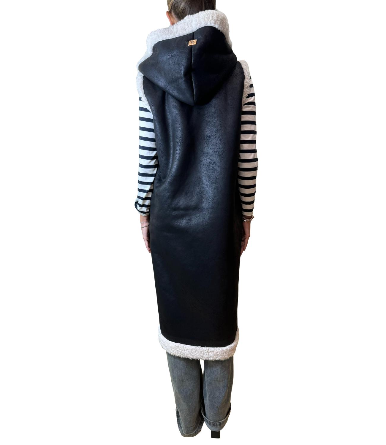 FRACOMINA gilet lungo nero donna
