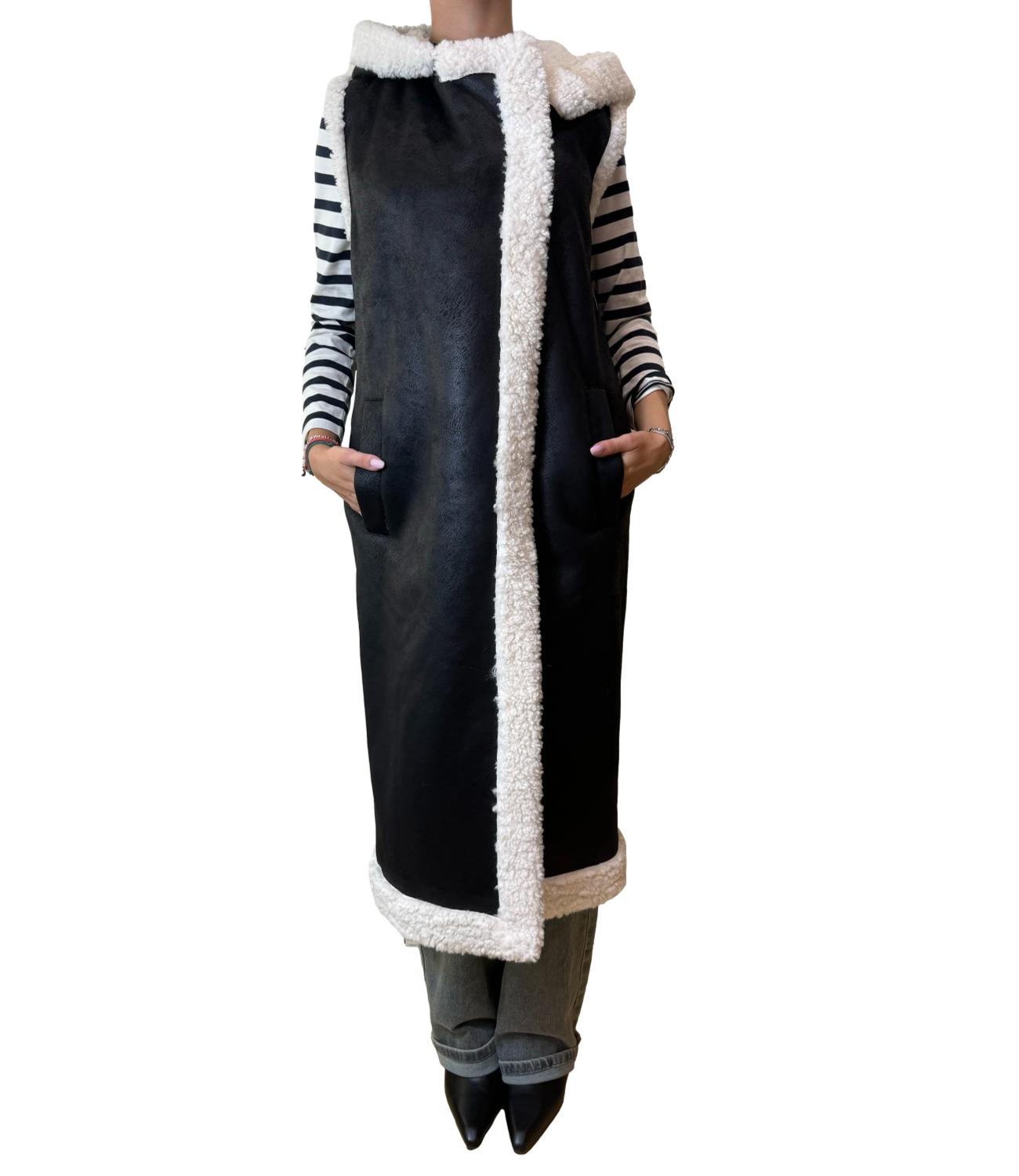 FRACOMINA gilet lungo nero donna