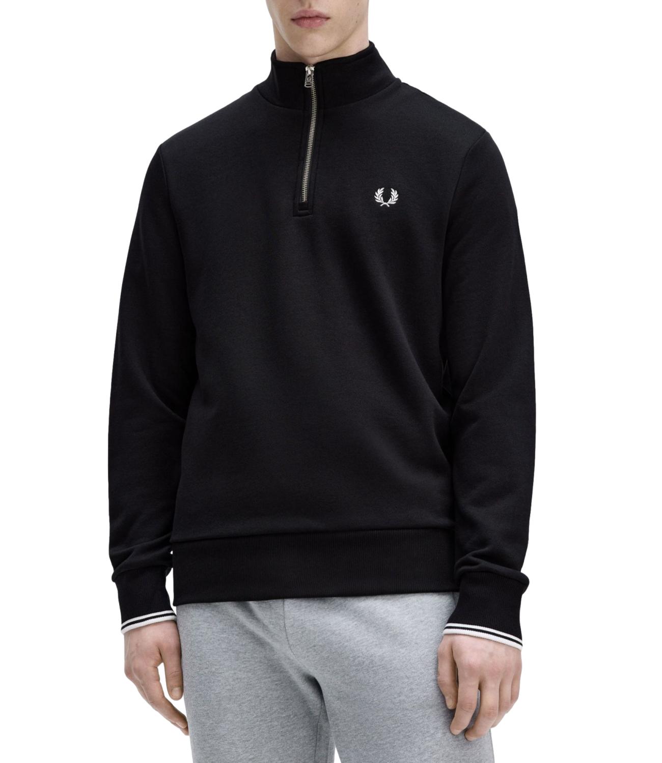 Felpa Fred Perry nera con mezza zip