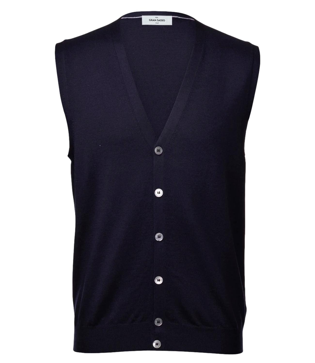 Gilet cardigan blu con bottoni tono su tono