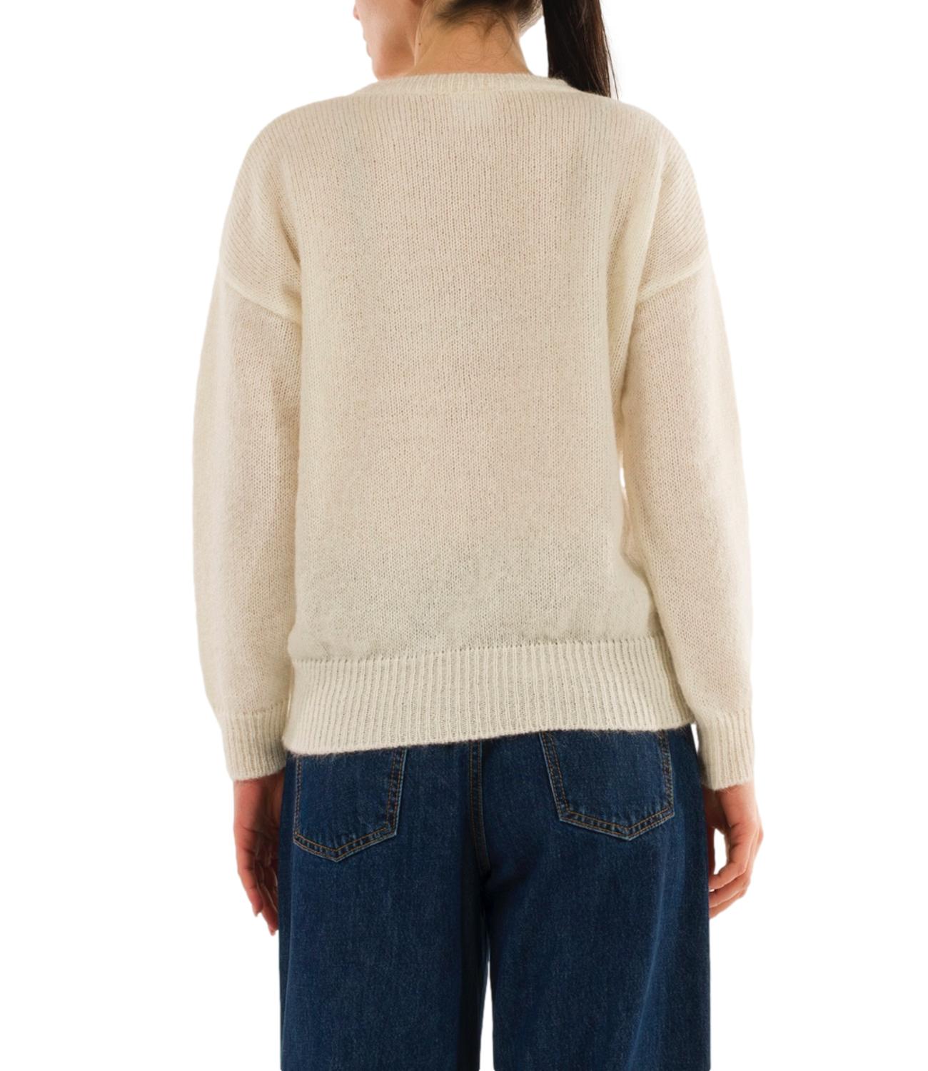 Kontatto maglia girocollo ricamo panna/oro donna