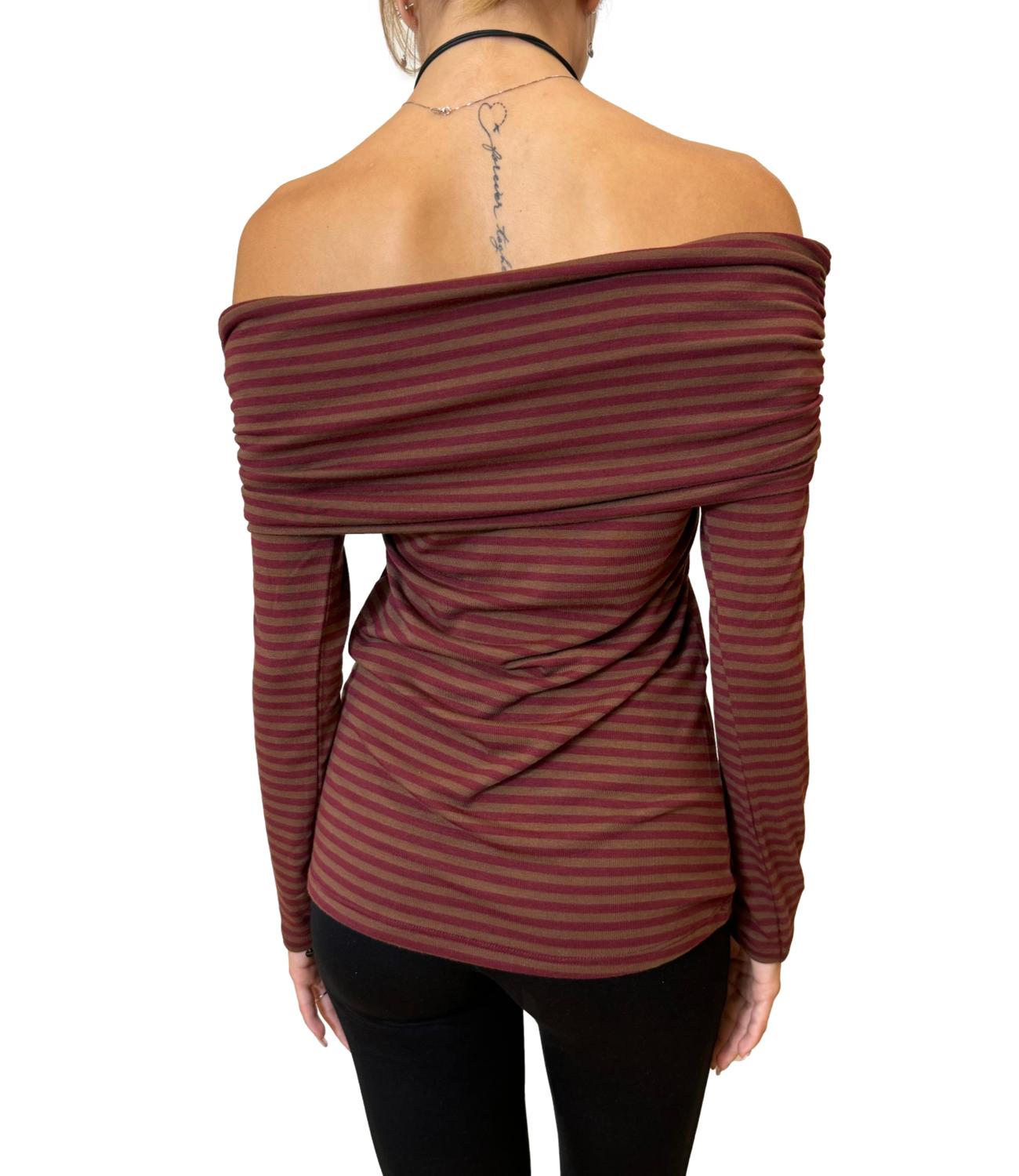 Kontatto maglia a righe vino/tabacco donna