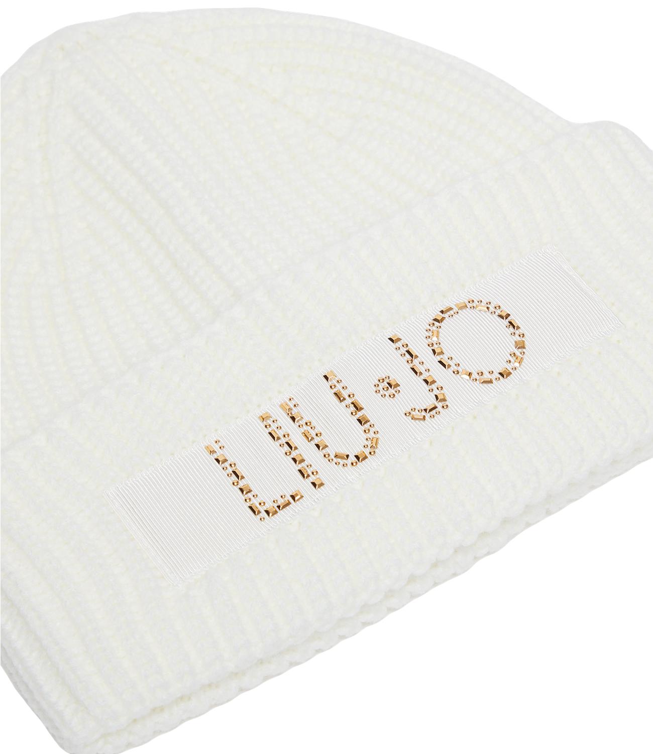 Liu Jo Cappello Beanie Con Logo Bianco Lana Donna