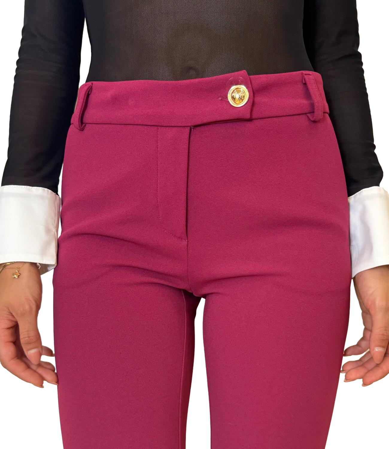 Rinascimento pantalone bordeaux rosso donna