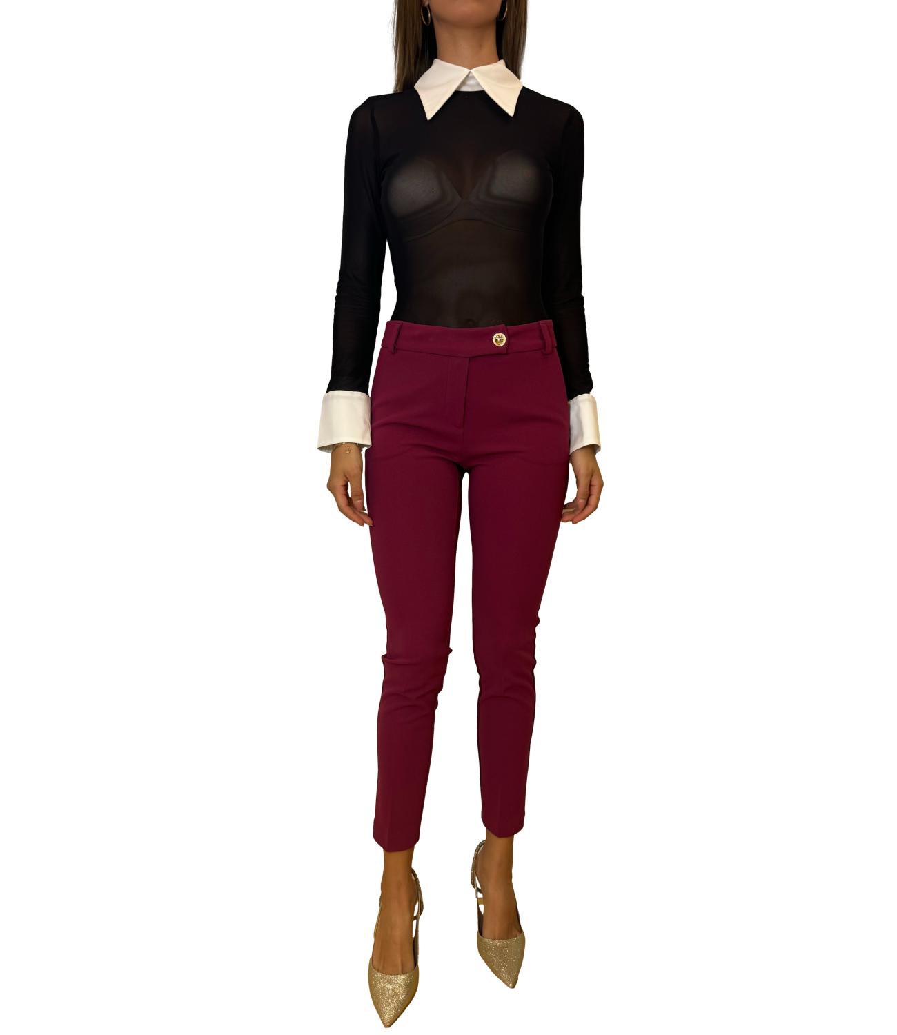 Rinascimento pantalone bordeaux rosso donna