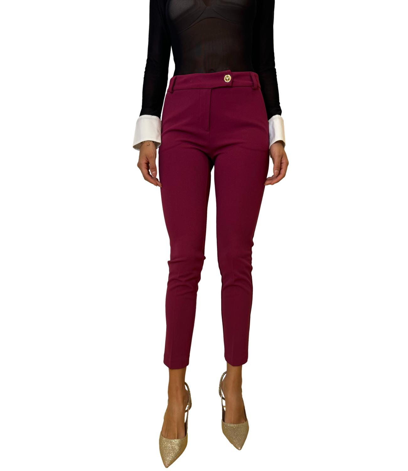 Rinascimento pantalone bordeaux rosso donna