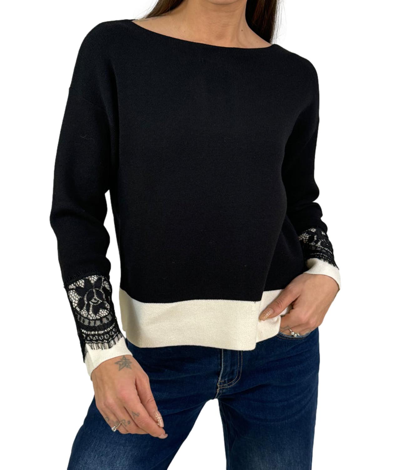 Susy Mix Maglia Bicolore nera Donna