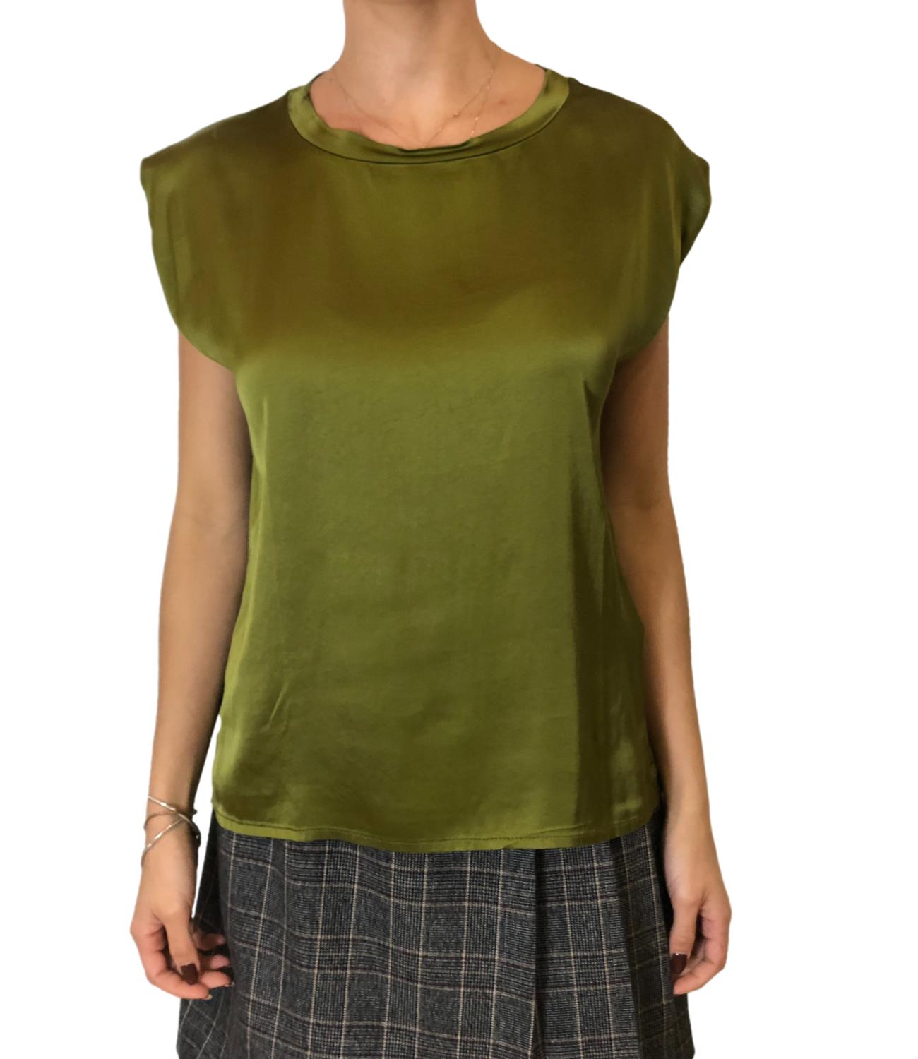 Susy Mix top raso verde oliva donna