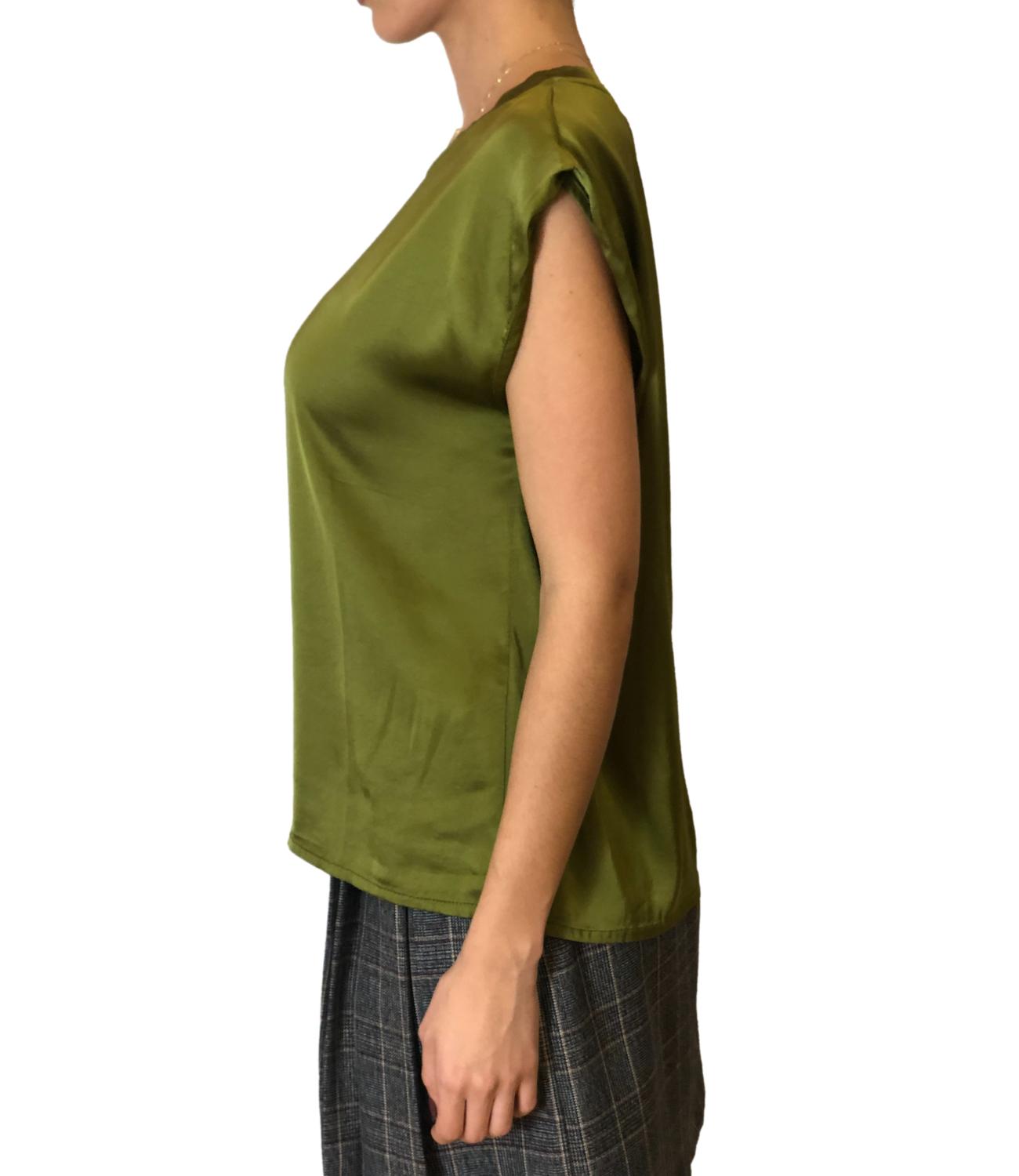 Susy Mix top raso verde oliva donna