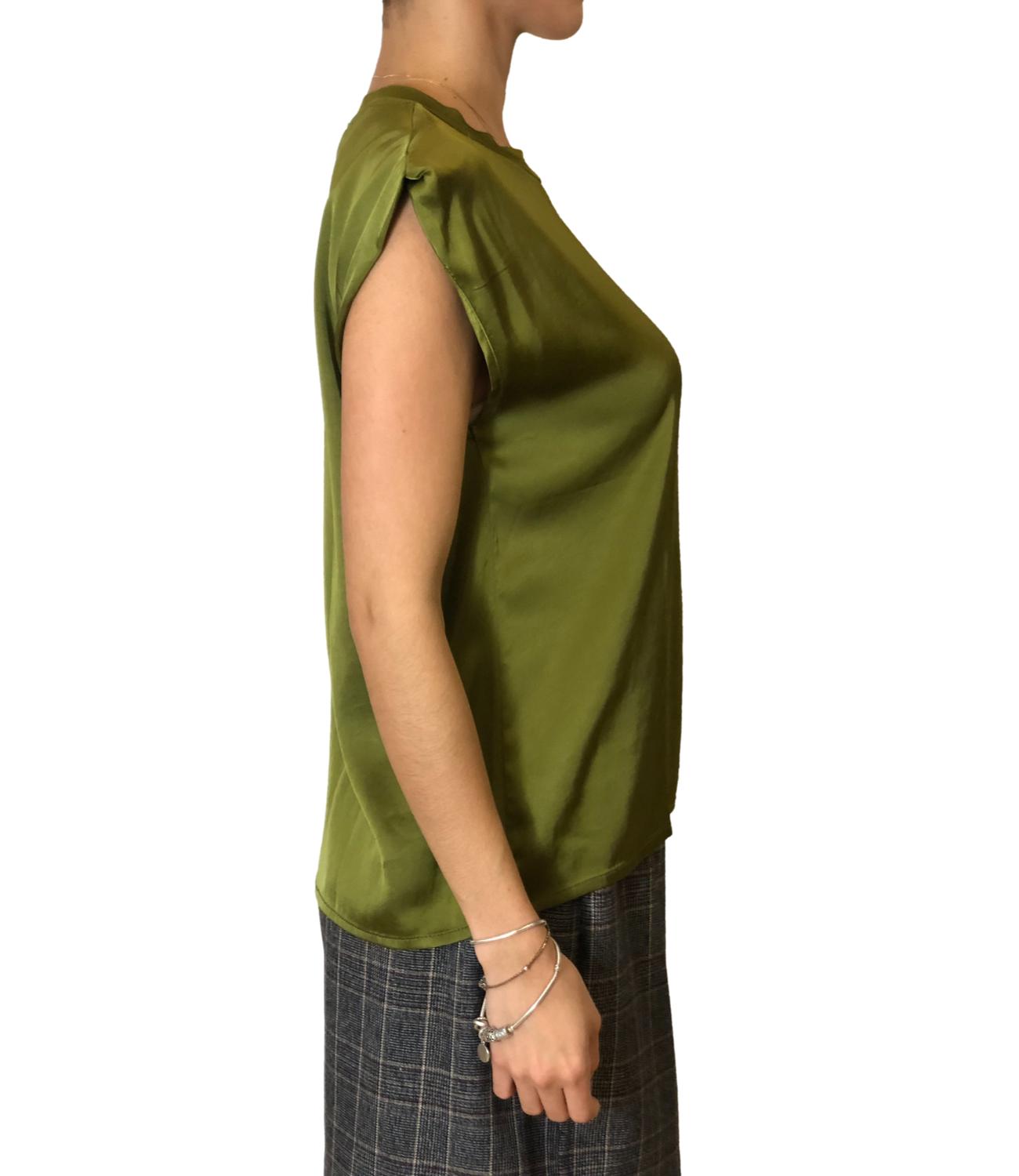 Susy Mix top raso verde oliva donna