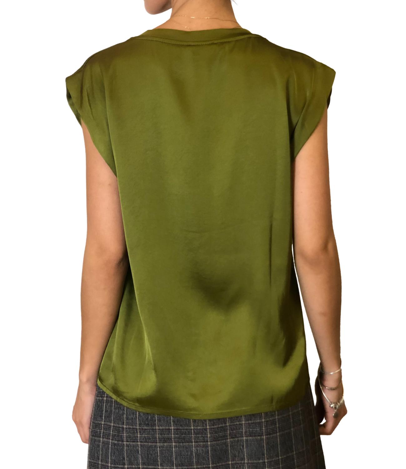 Susy Mix top raso verde oliva donna