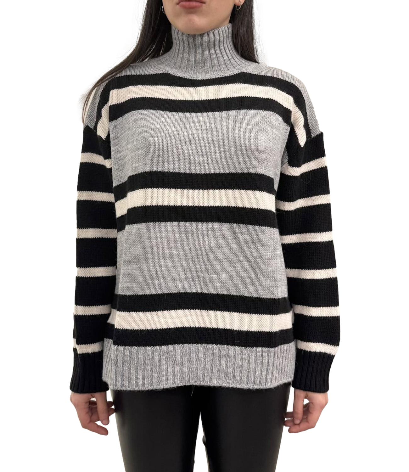 Vicolo maglia a righe grigio/nero donna