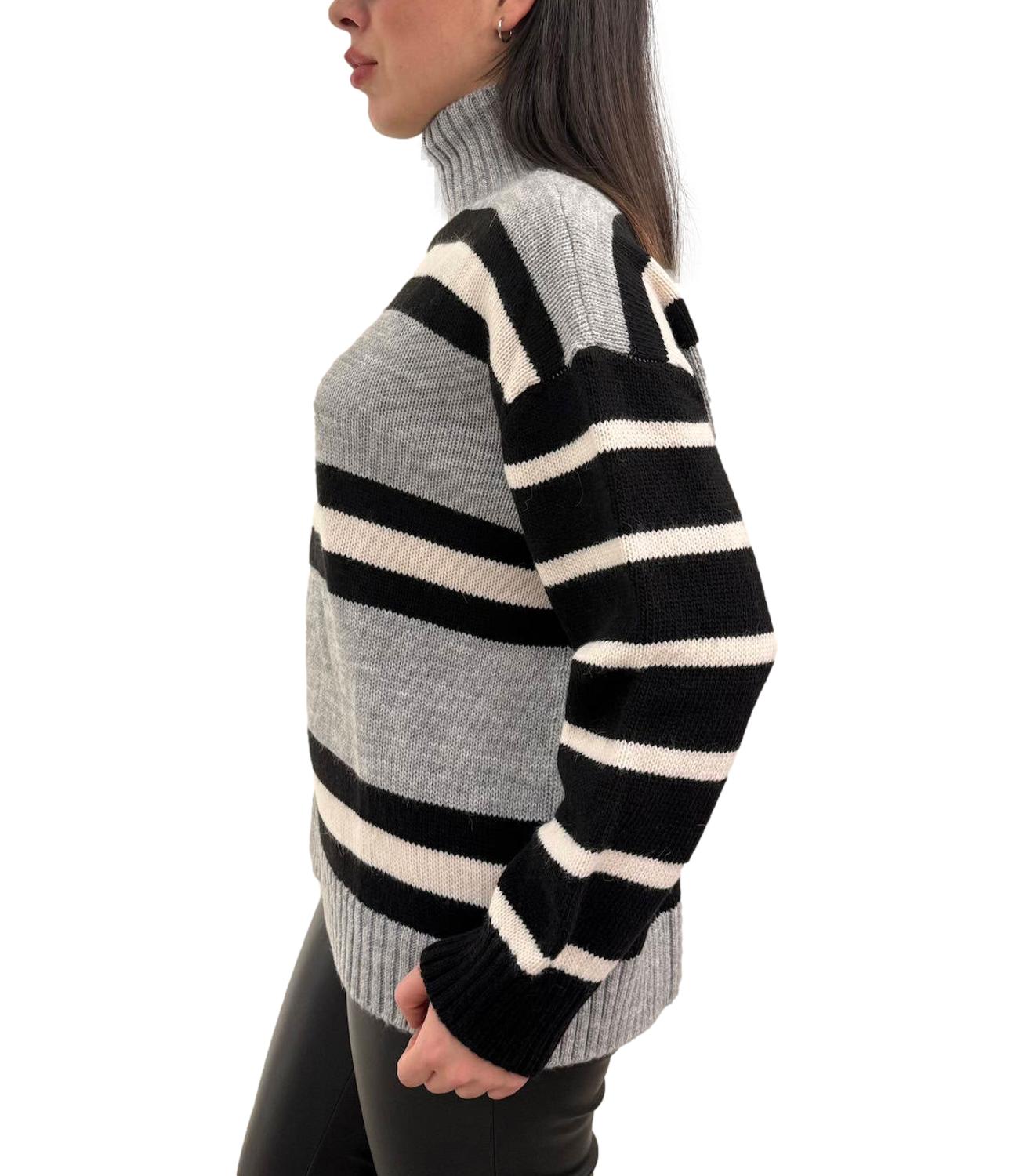 Vicolo maglia a righe grigio/nero donna