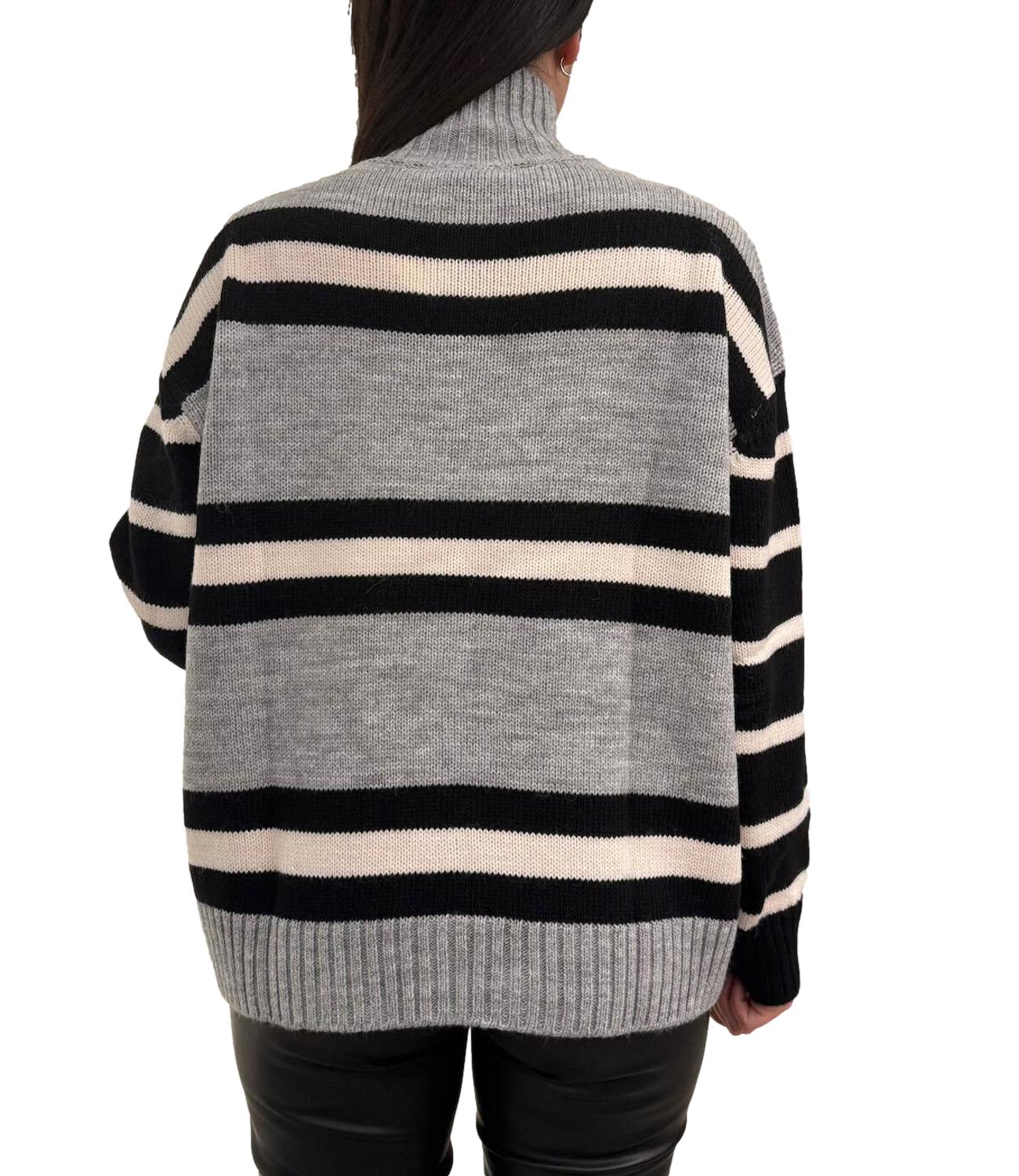 Vicolo maglia a righe grigio/nero donna