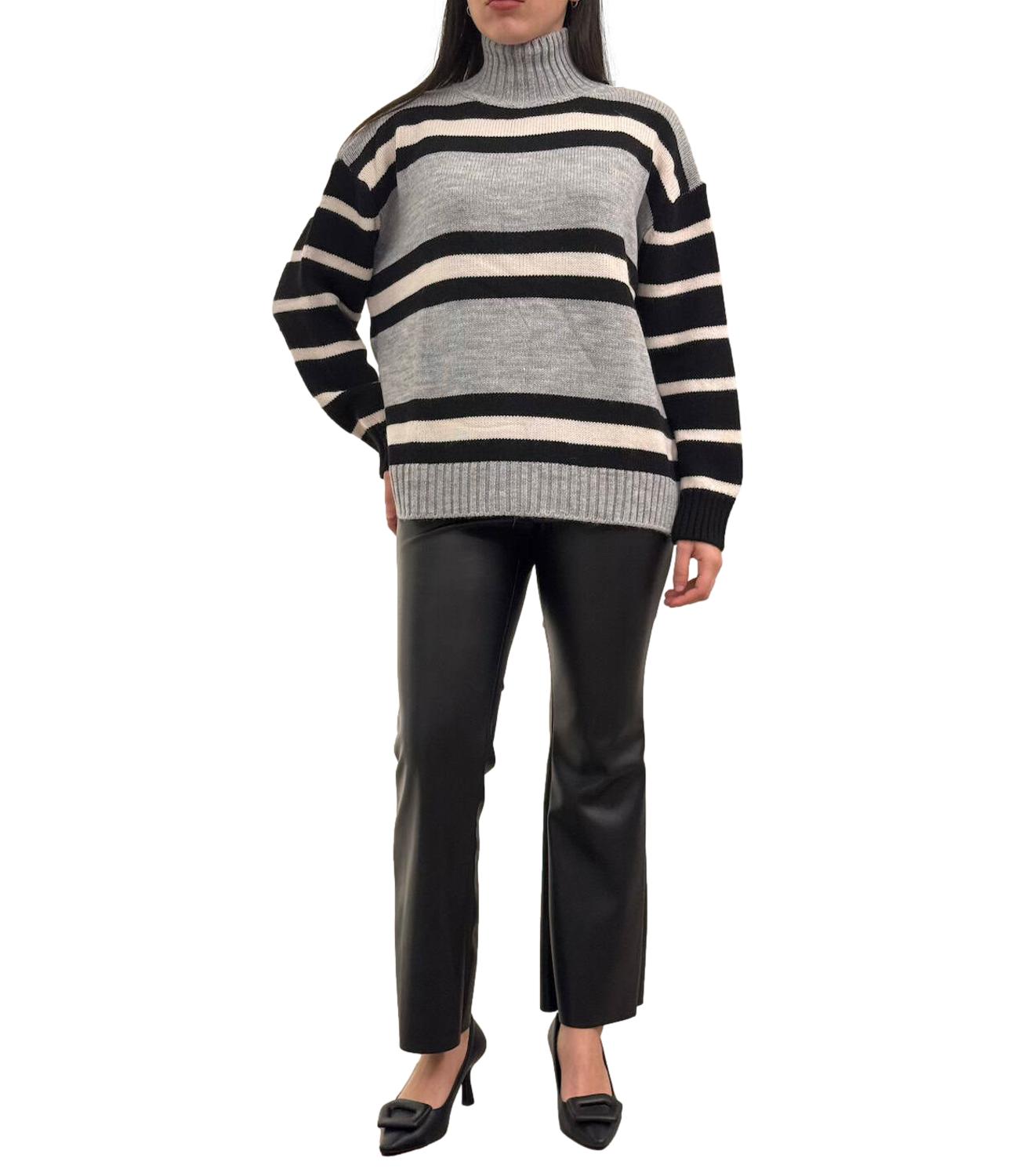 Vicolo maglia a righe grigio/nero donna