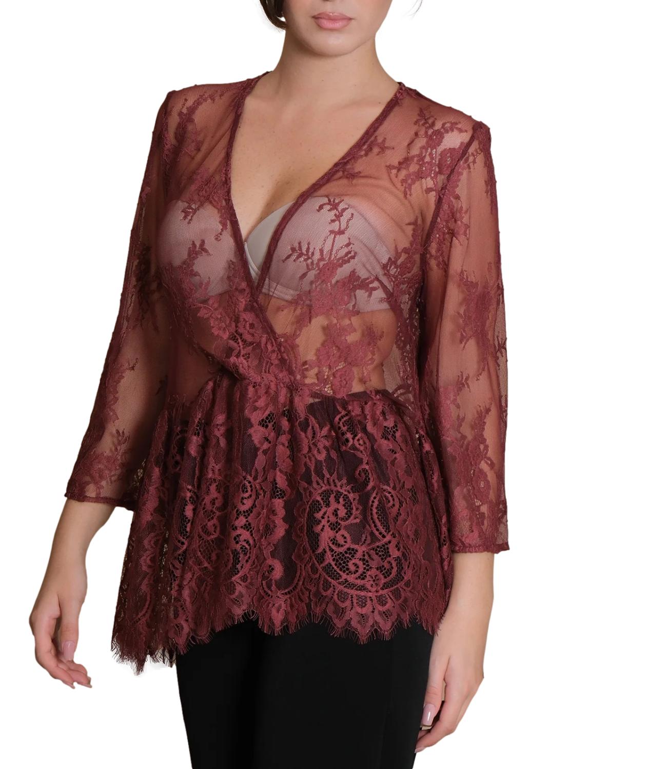 Vicolo top pizzo bordeaux donna