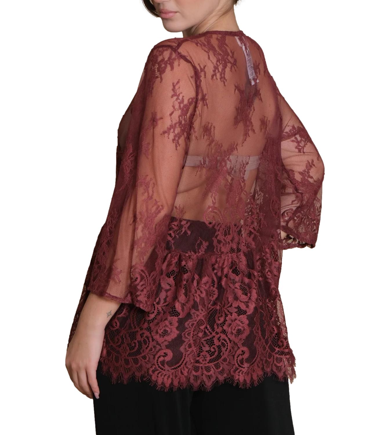 Vicolo top pizzo bordeaux donna