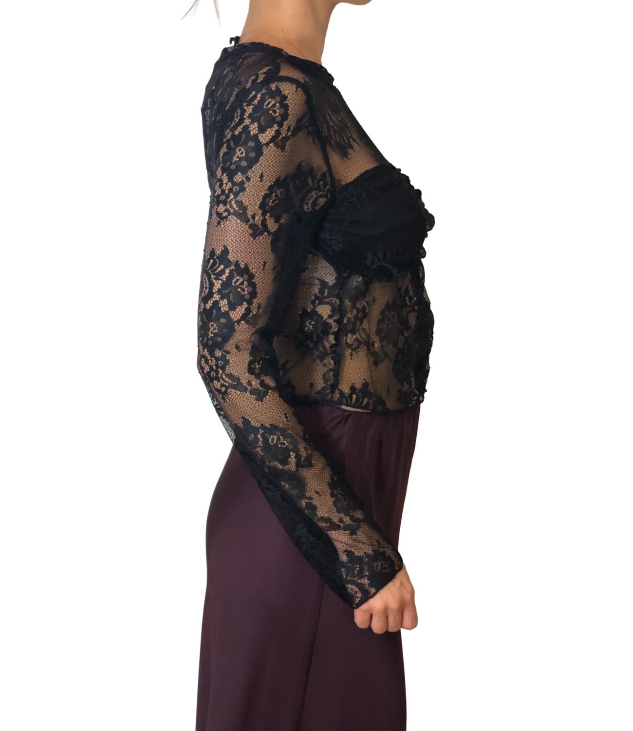 Vicolo top pizzo nero donna