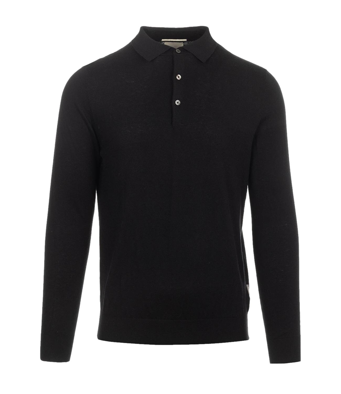 Polo in filo tre bottoni nero