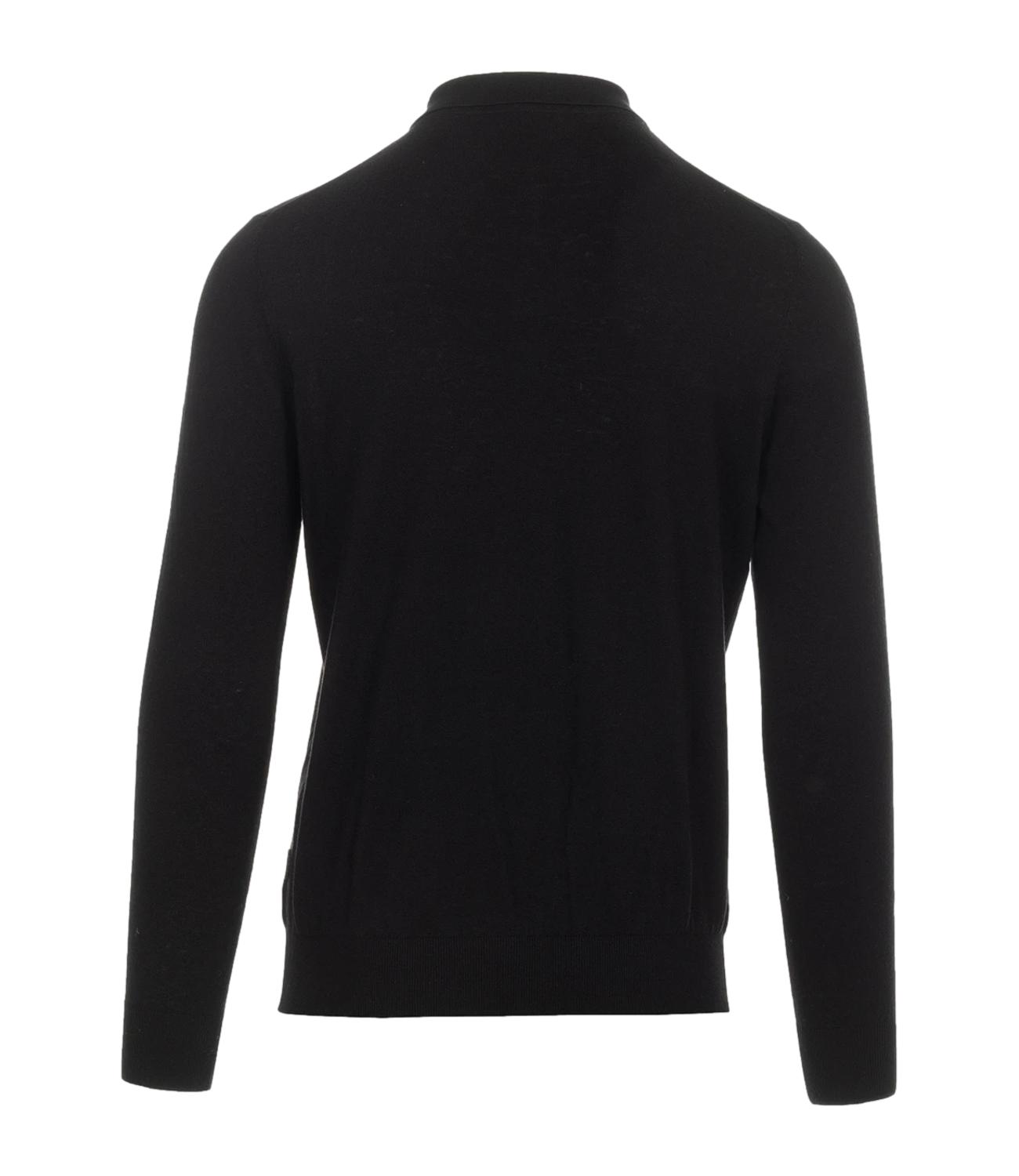 Polo in filo tre bottoni nero