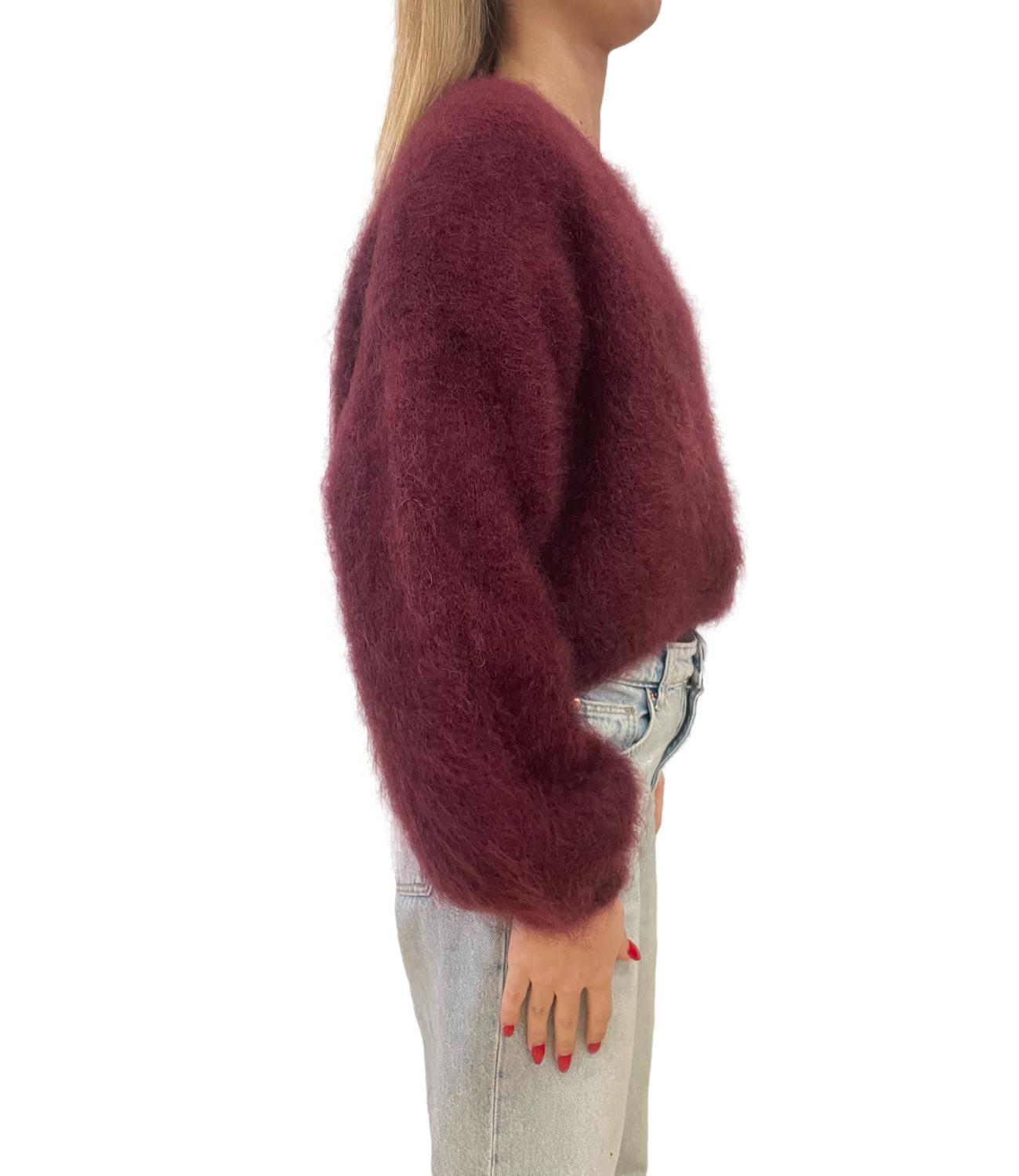 Dixie Cardigan Asimmetrico Bordeaux Donna