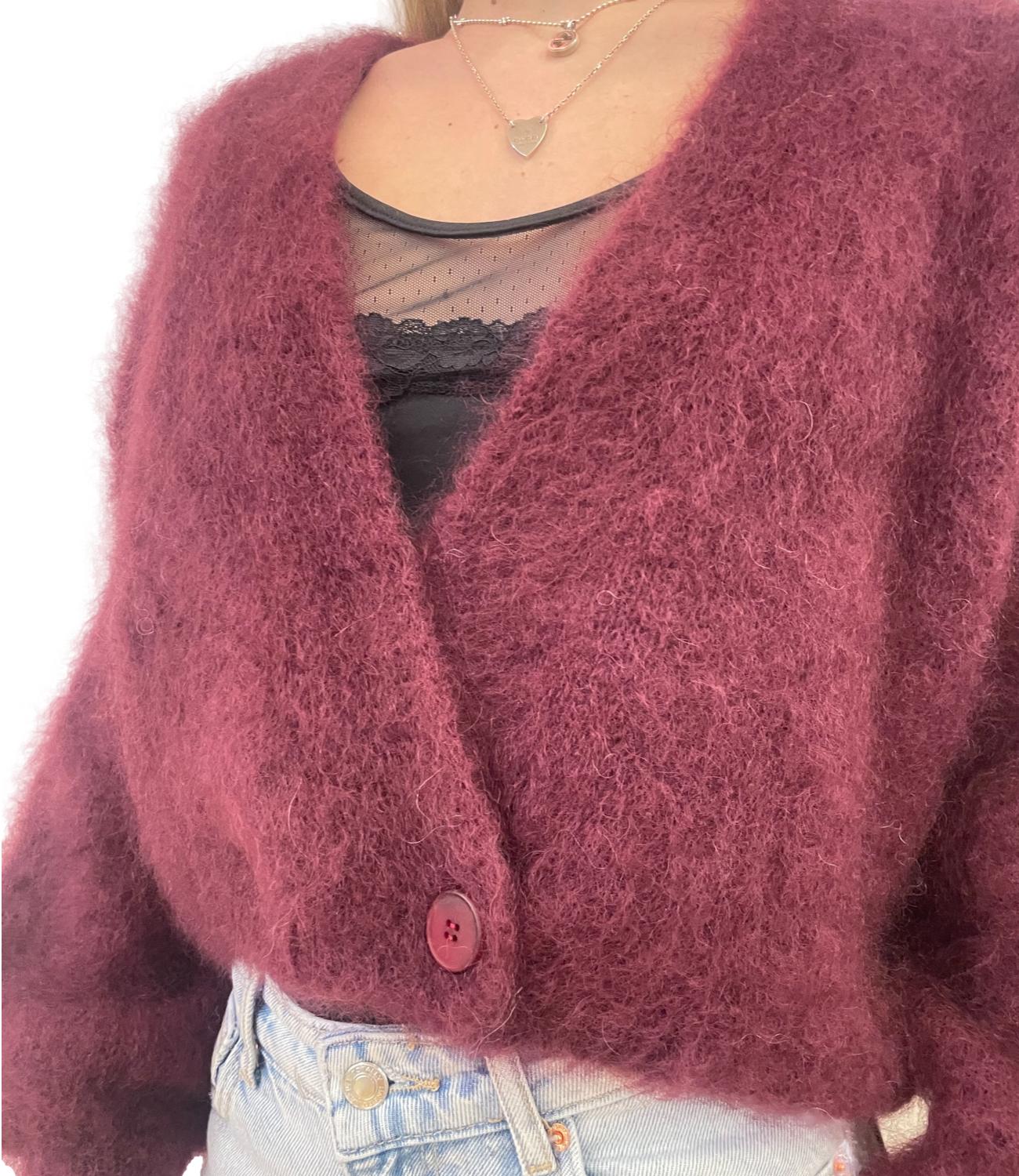 Dixie Cardigan Asimmetrico Bordeaux Donna