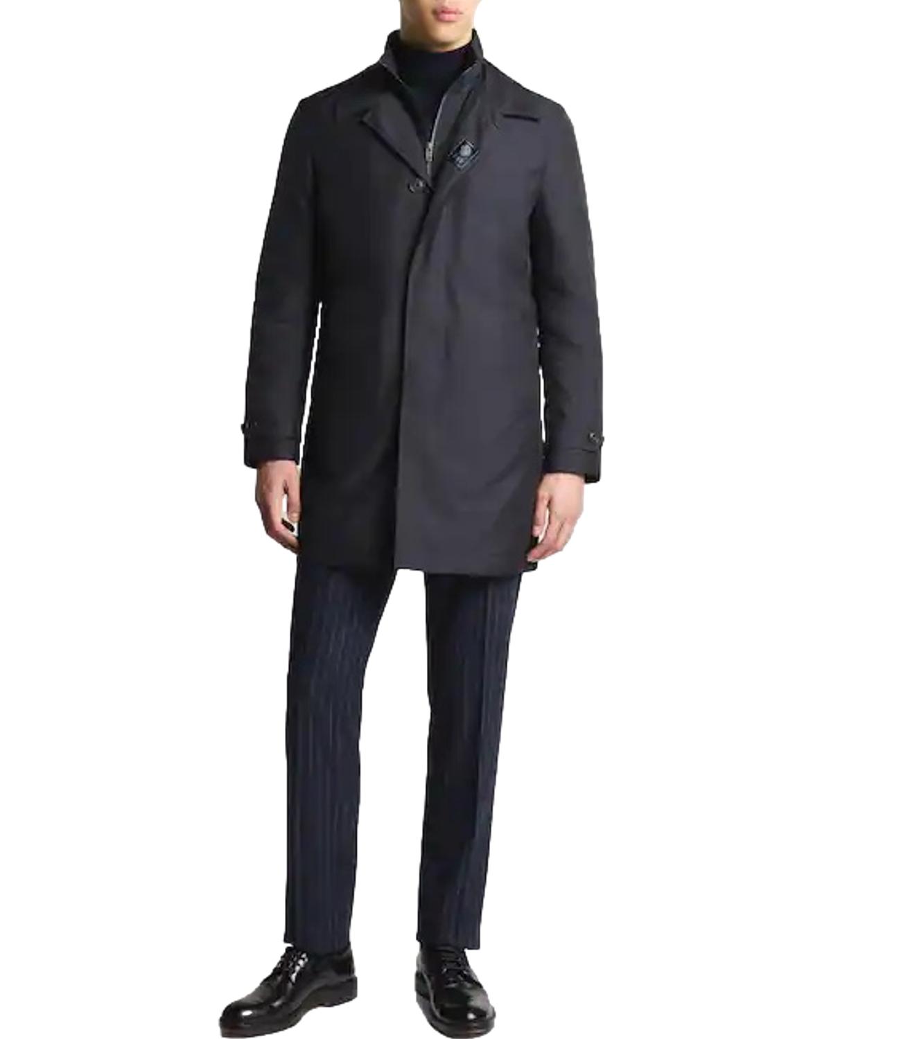 Trench Morning Coat in Popeline Tecnico blu scuro