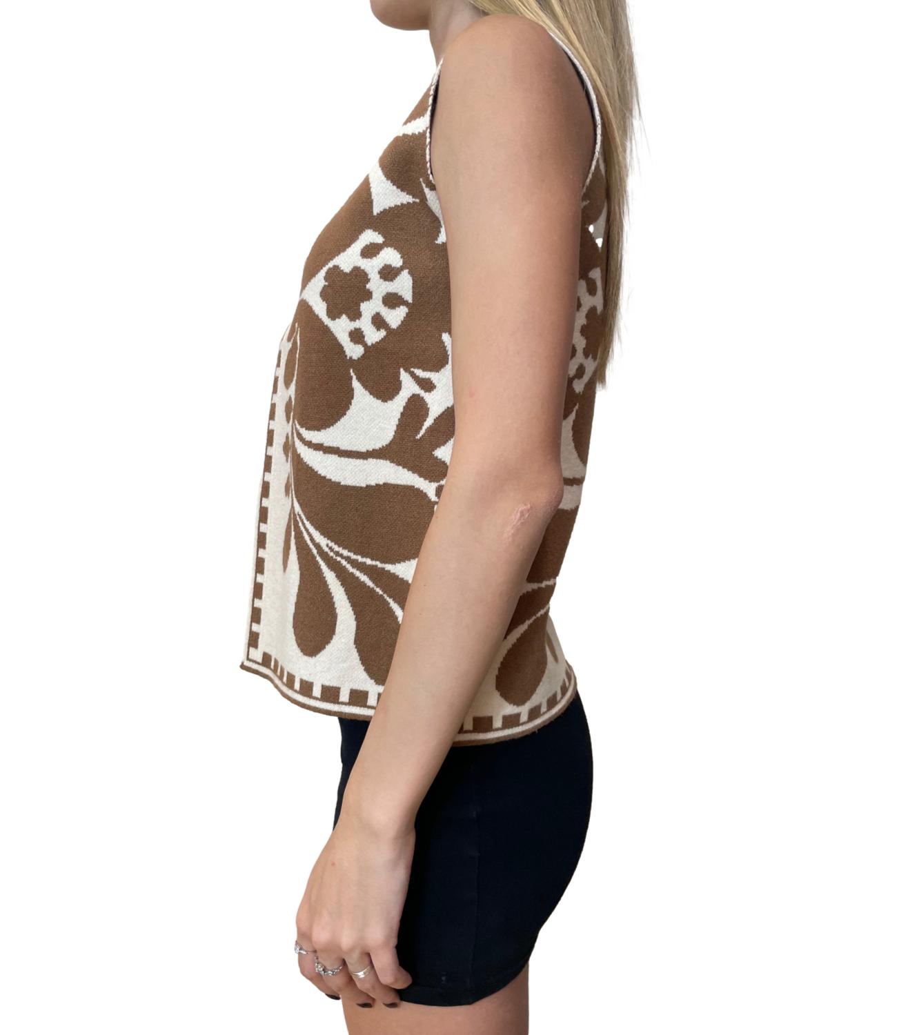 Have One Gilet Jacquard Cammello Donna