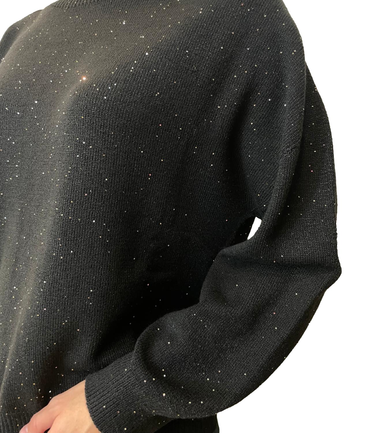 Have One Maglia Paillettes Nero Donna