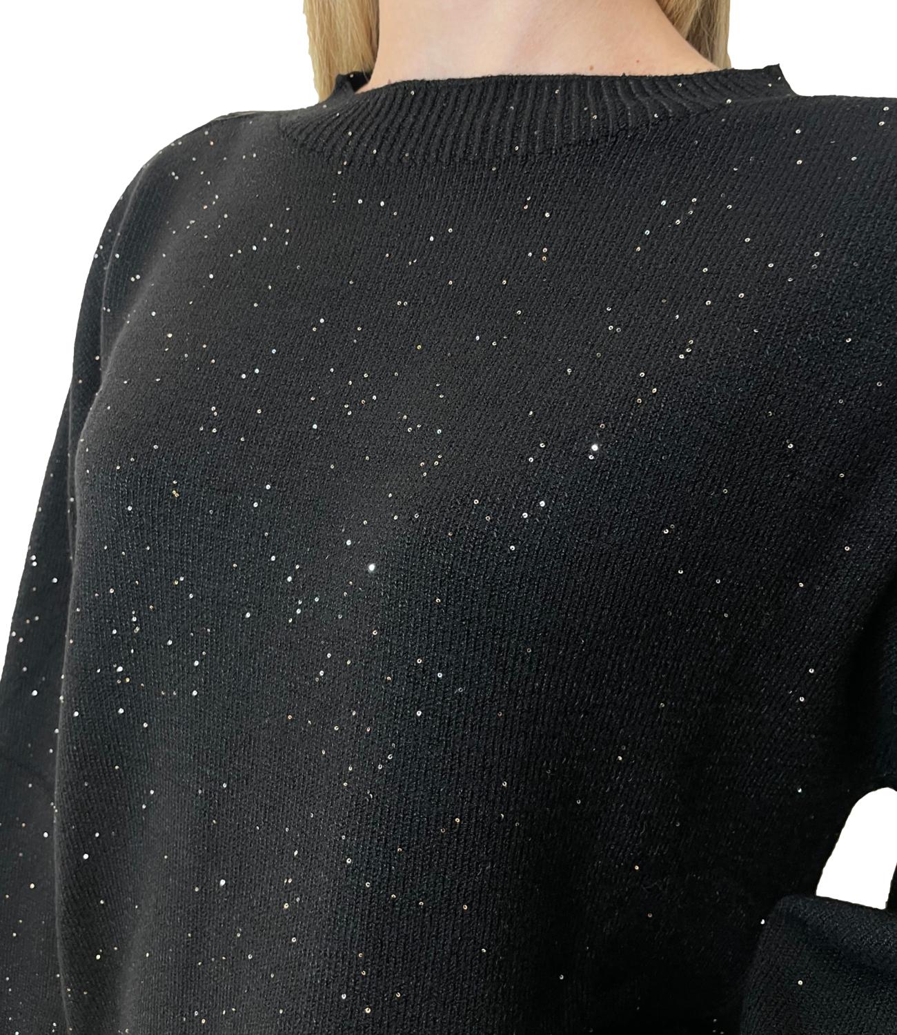 Have One Maglia Paillettes Nero Donna