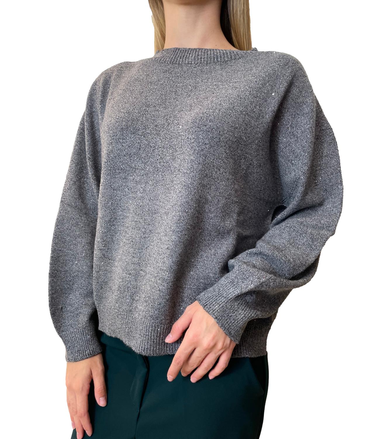 Have One Maglia Paillettes Grigio Donna