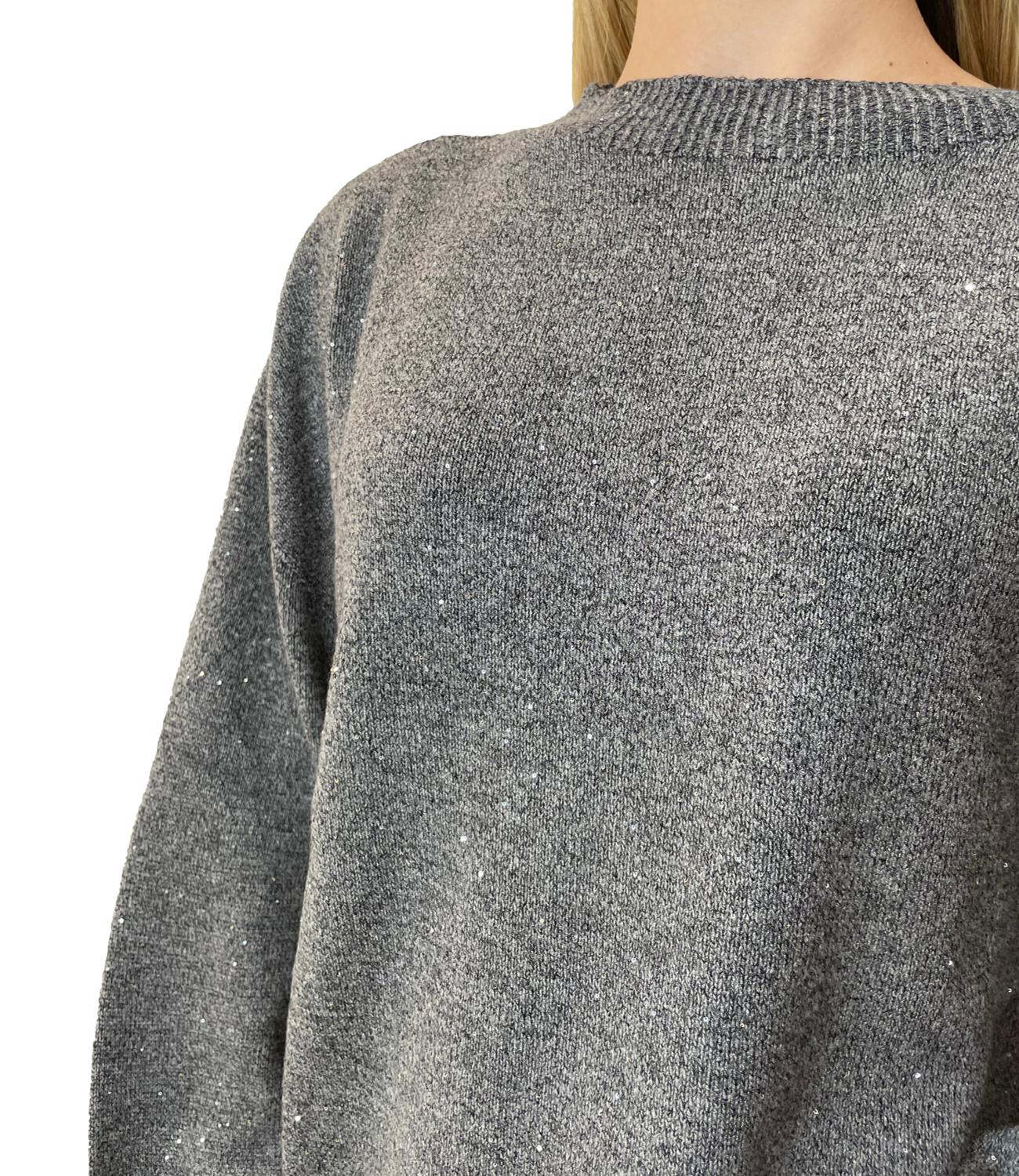 Have One Maglia Paillettes Grigio Donna