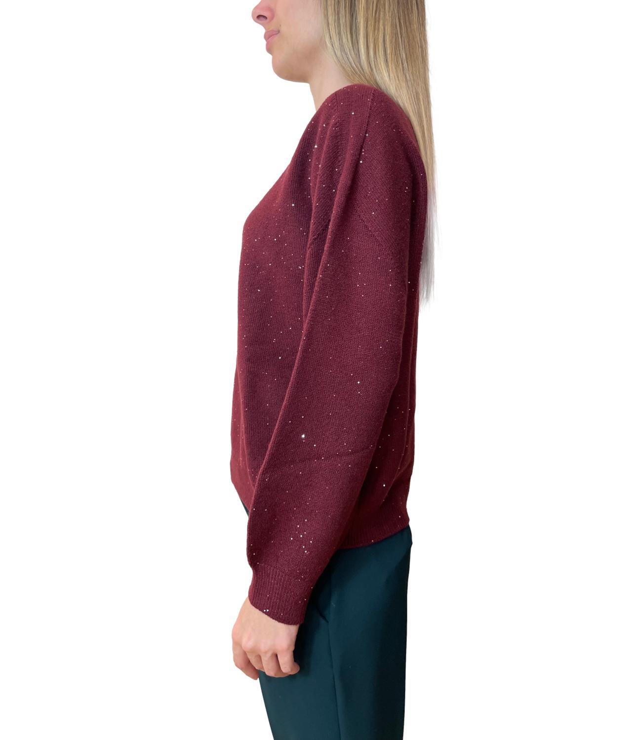 Have One Maglia Paillettes Bordeaux Donna