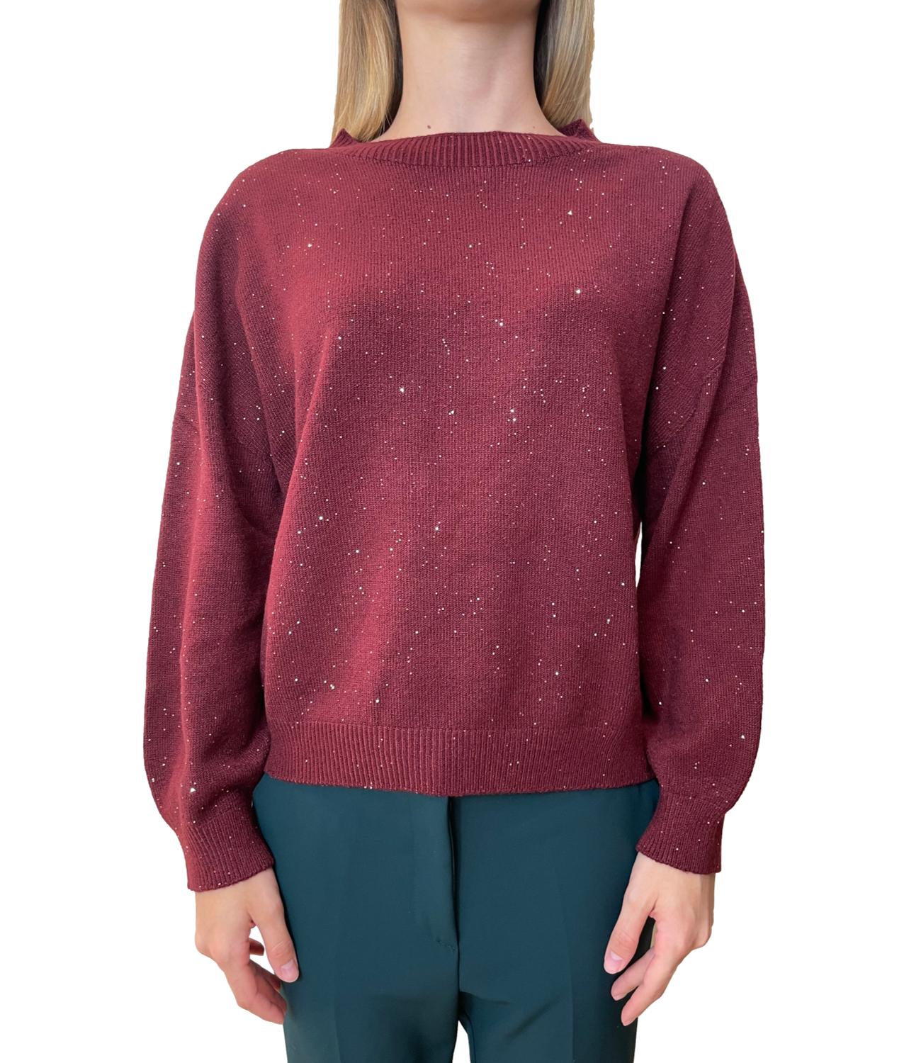 Have One Maglia Paillettes Bordeaux Donna