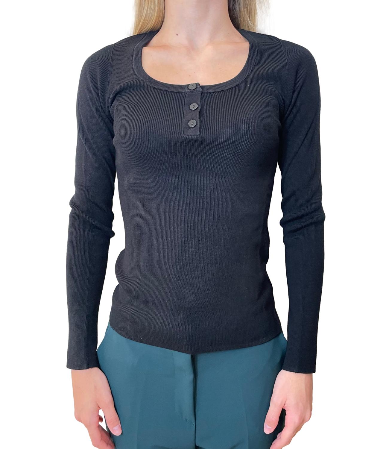 Have One Maglia Serafino Nero Donna
