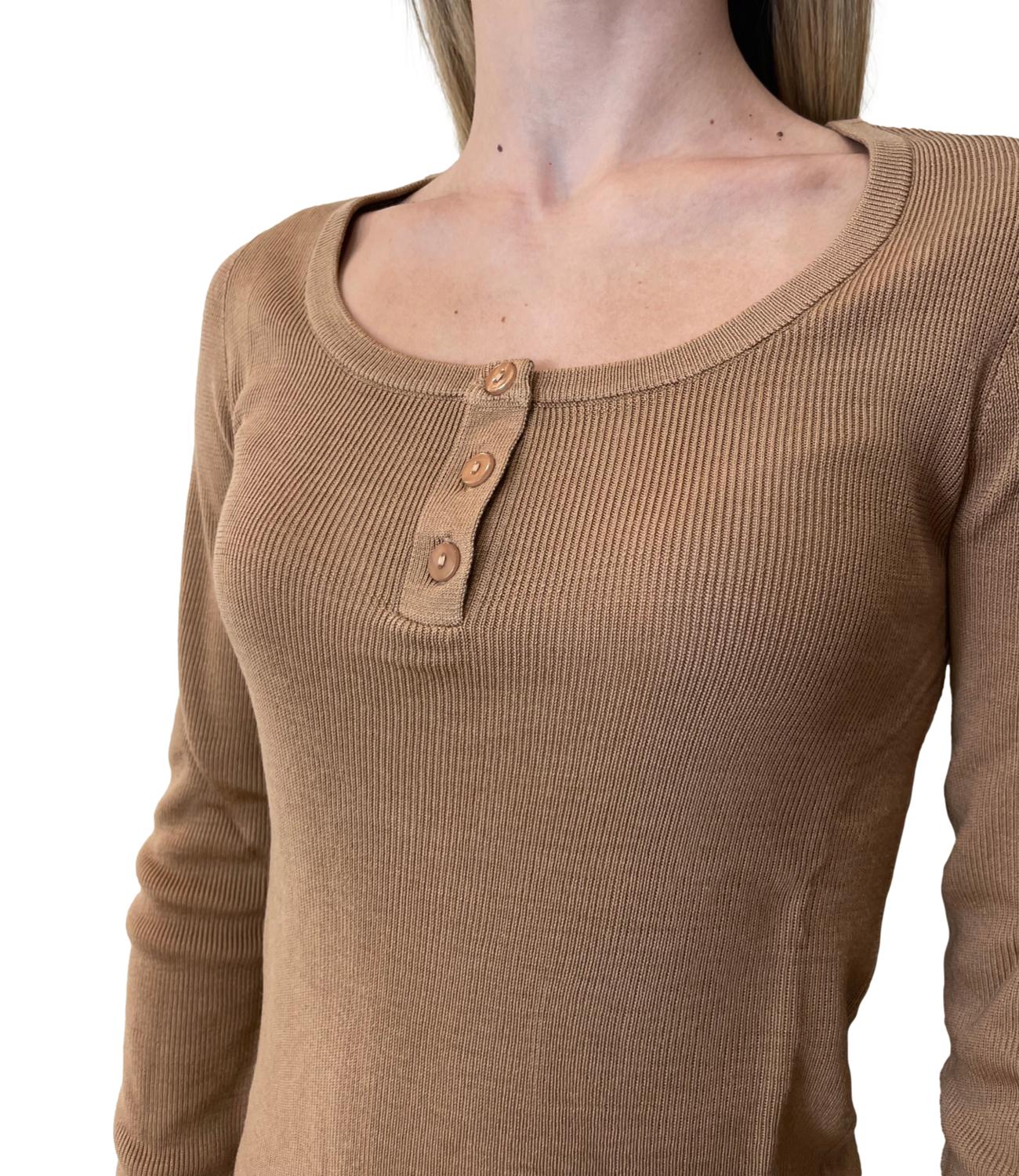 Have One Maglia Serafino Cammello Donna
