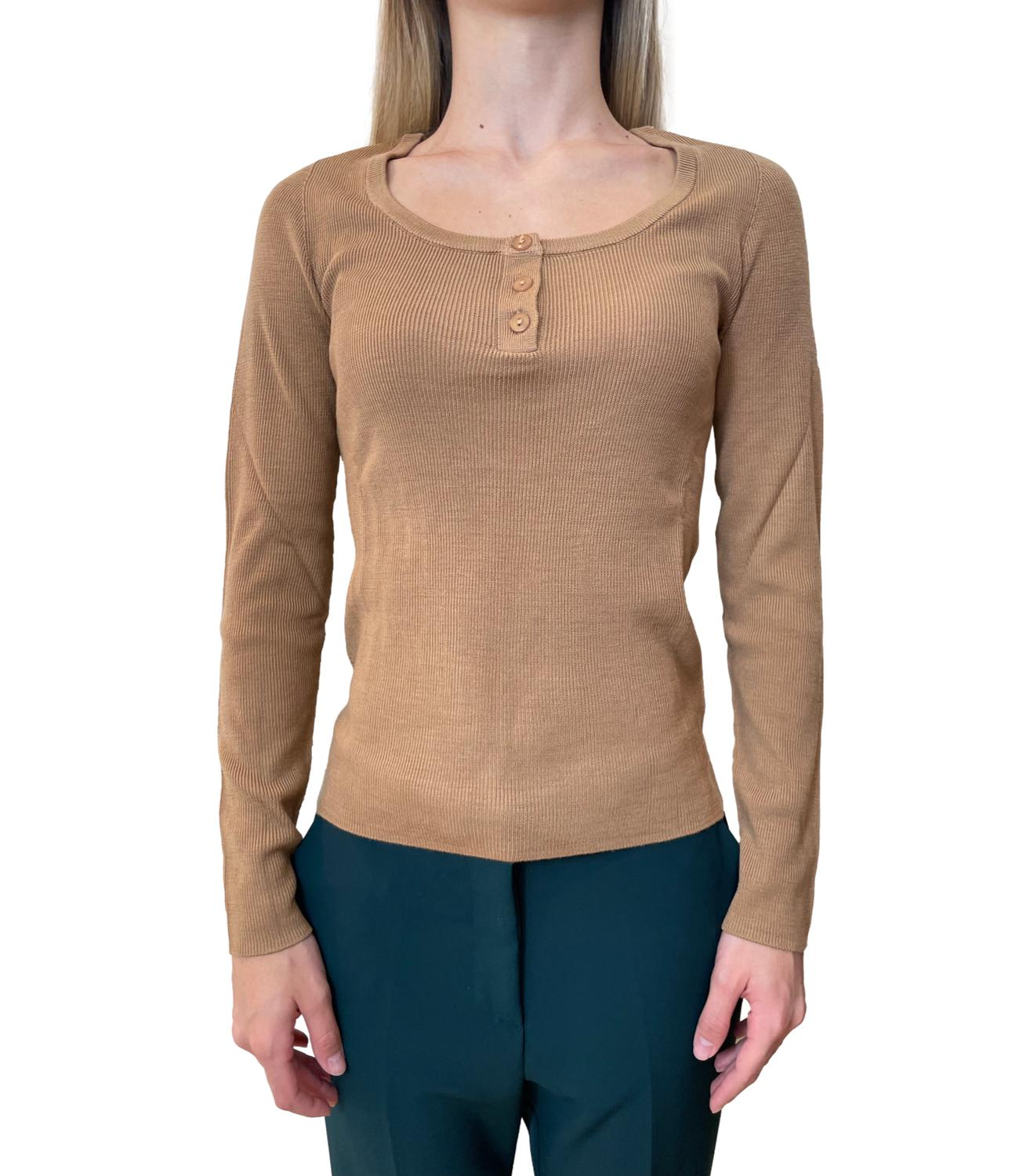 Have One Maglia Serafino Cammello Donna