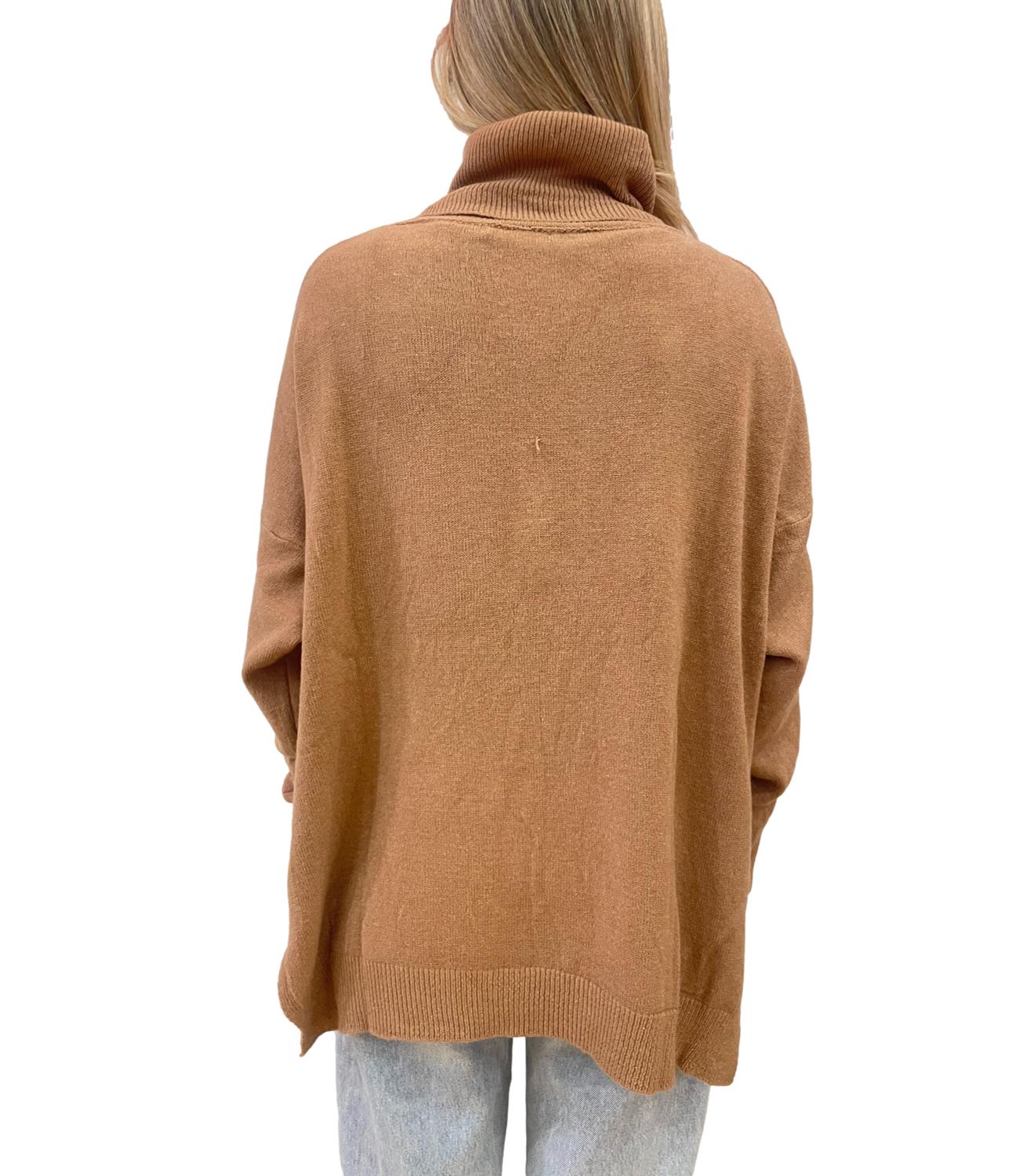 Le Streghe Maglia Collo Alto Cammello Donna