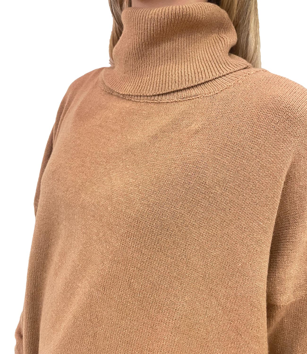 Le Streghe Maglia Collo Alto Cammello Donna